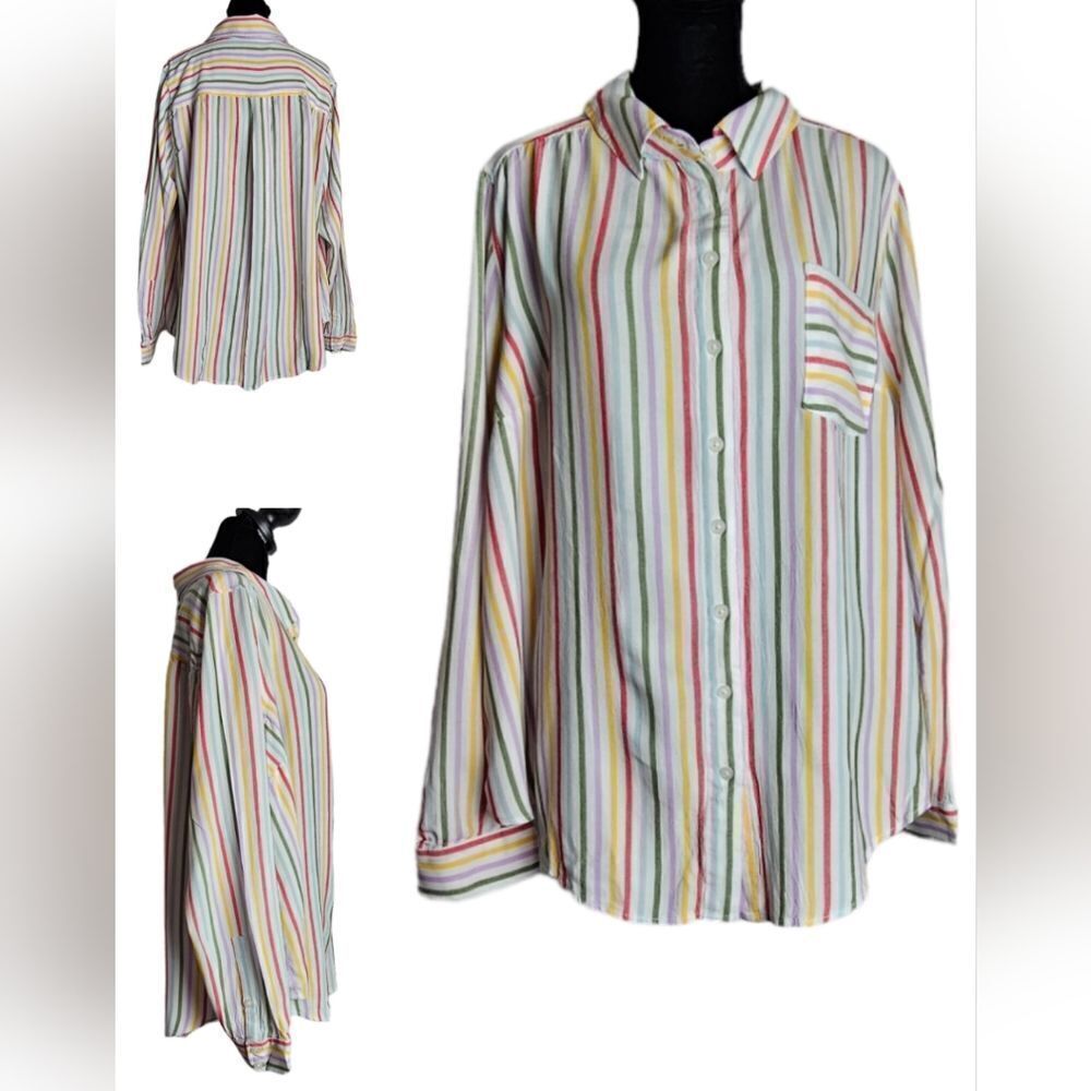 Torrid Striped Rayon Blouse